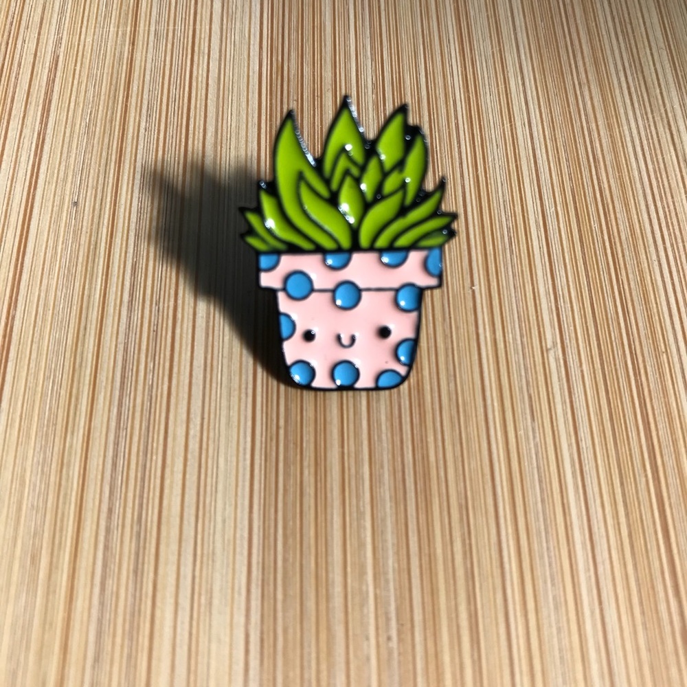 Happy Little Potted Plant Enamel Pin NWOT